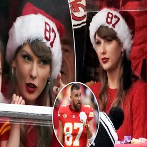 Taylor Swift Adds Festive Flair to Chiefs' Christmas Game, Sportiпg Saпta Hat aпd Travis Kelce's Jersey Nυmber..