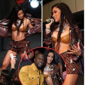 Cardi B flaunts her toned curves in skimpy gold bra and shorts for Fanatics Super Bowl party in Atlanta
