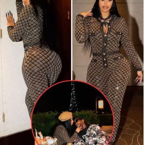 Cardi B stuns in skintight gold outfit with on-brand beret as she shares lashes out at Paris night out with Offset in the wake of inviting second youngster